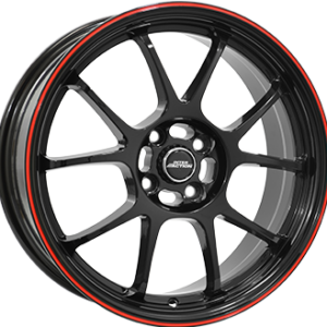 I.A. PHOENIX 6,5X15 4X100  ET 37 GLOSS BLACK / RED