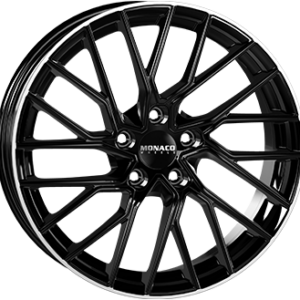 MONACO WHEELS 8X18 5X112  ET 35 GLOSS BLACK / POLISHED LIP