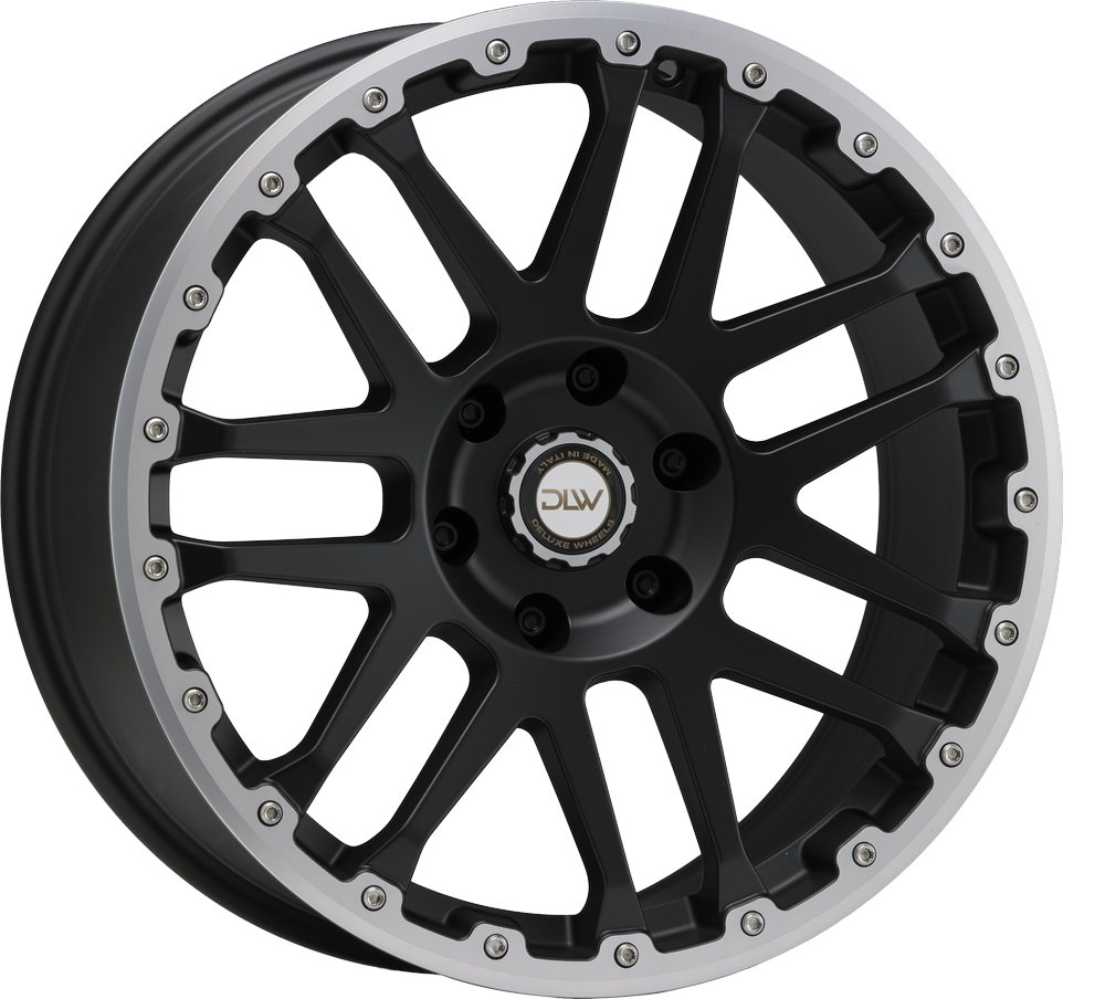 8.00X17 6X139.7 ET 25 DLW COMBAT CV MATT BLACK LIP + CAP POLISH