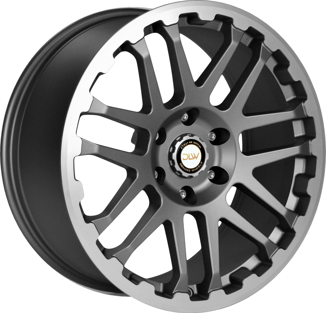 8.00X18 5X160 ET 50 DLW COMBAT MATT ANTHRACITE LIP + CAP POLISH