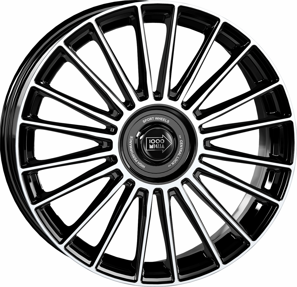 8.50X20 5X112 ET 35 MILLE MIGLIA MM1022 GLOSS BLACK POLISHED