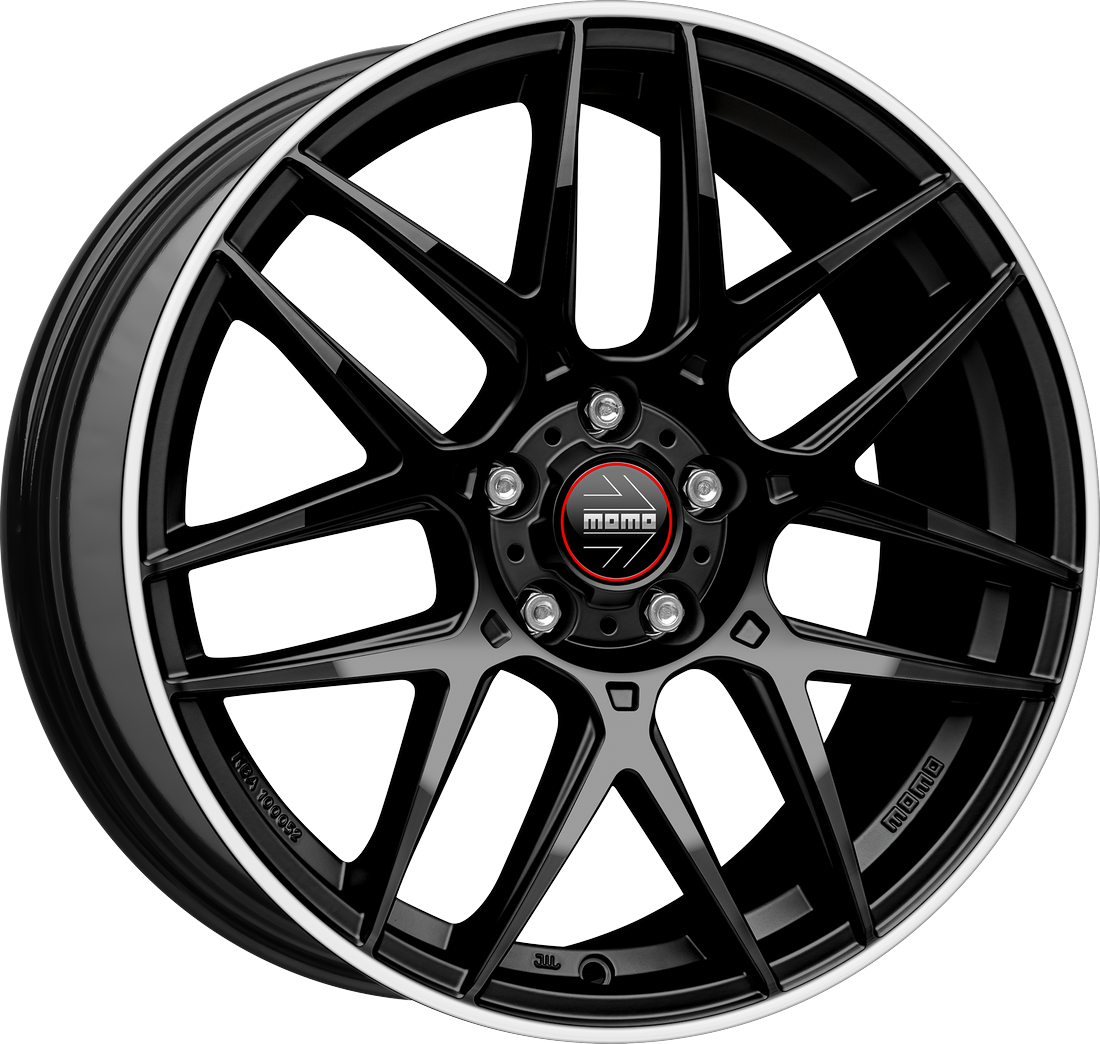 7.50X17 5X112 ET 45 MOMO COMPETIZIONE GLOSSY BLACK POLISHED LIP