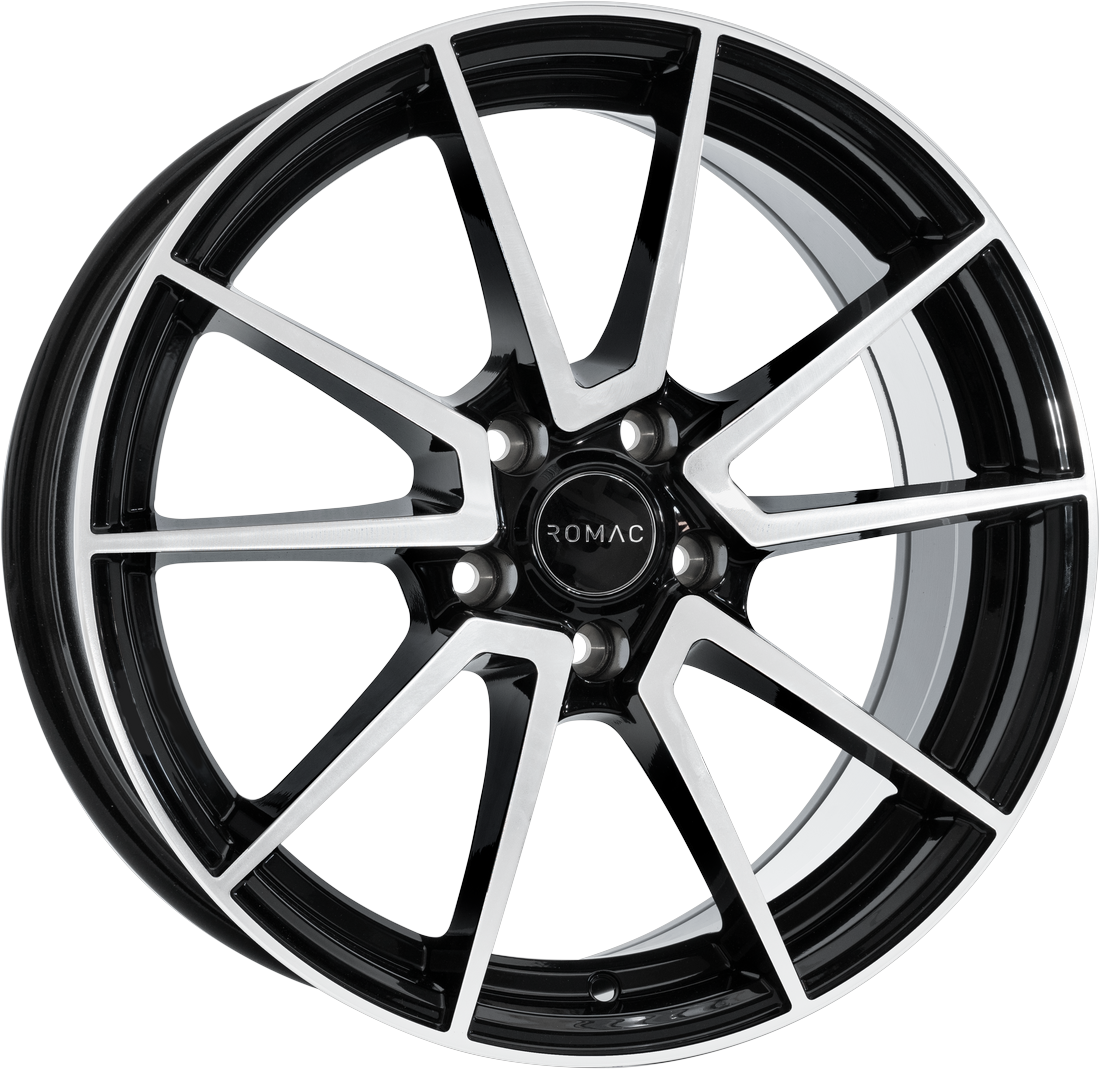 8.00X18 5X100 ET 35 ROMAC AIR GLOSS BLACK W/ POLISHED FACE
