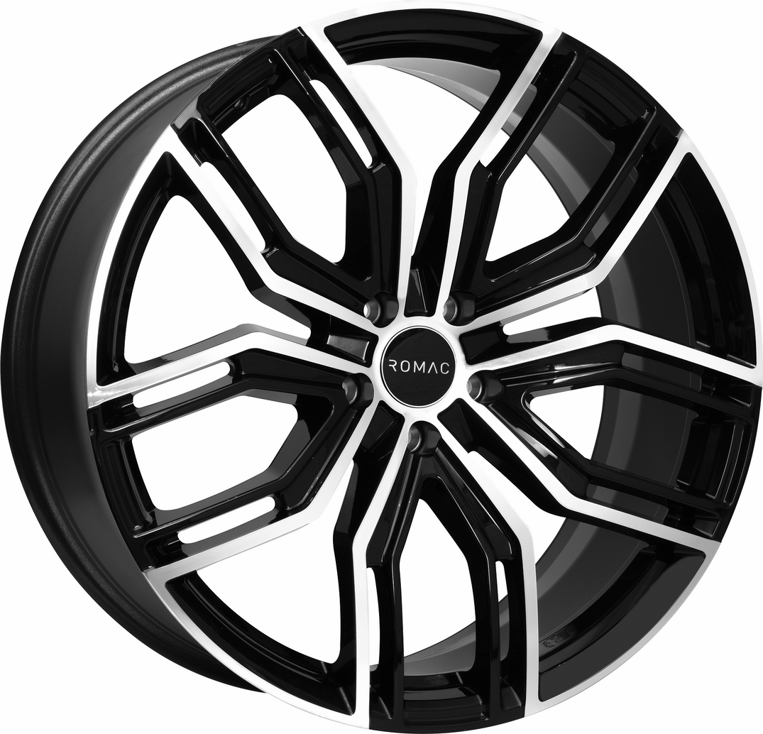 9.50X22 5X120 ET 40 ROMAC CATALINA GLOSS BLACK W/ POLISHED FACE