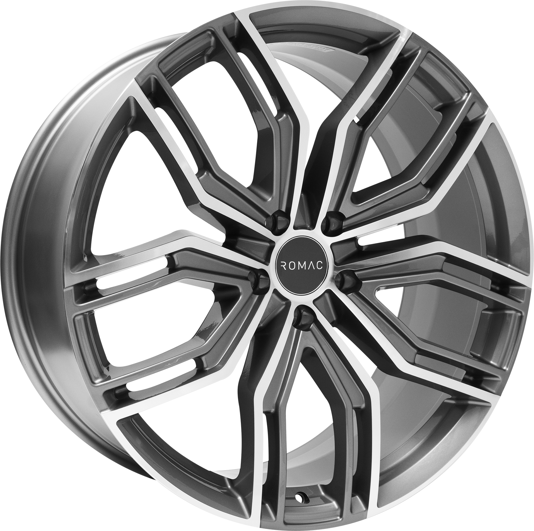 9.50X22 5X120 ET 40 ROMAC CATALINA GLOSS GREY W/ POLISHED FACE