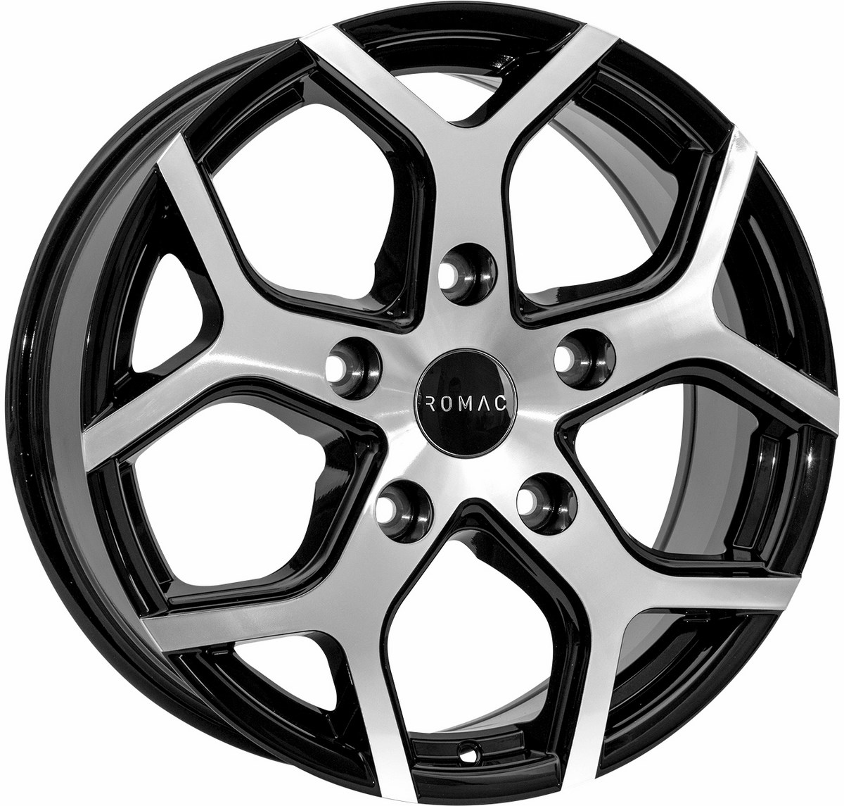 7.50X18 5X160 ET 54 ROMAC COBRA GLOSS BLACK W/ POLISHED FACE