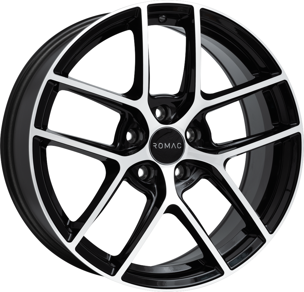 9.00X19 5X112 ET 40 ROMAC DIABLO GLOSS BLACK W/ POLISHED FACE