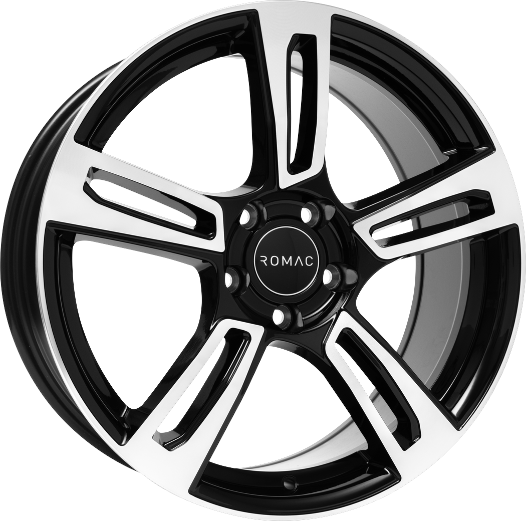 7.00X17 4X100 ET 40 ROMAC EDGE GLOSS BLACK W/ POLISHED FACE