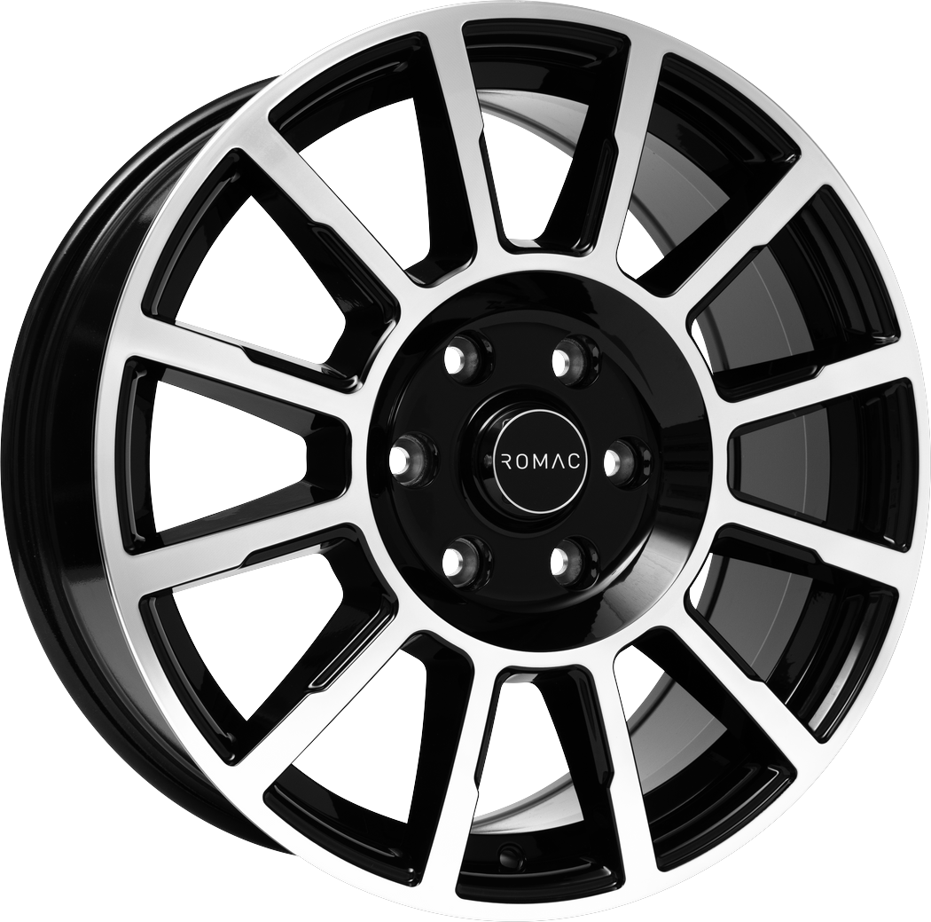 6.50X16 5X160 ET 50 ROMAC STEALTH GLOSS BLACK W/ POLISHED FACE