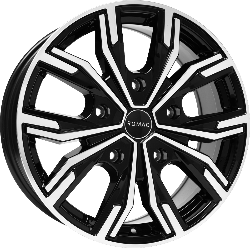 7.50X18 5X114.3 ET 45 ROMAC TORQUE GLOSS BLACK W/ POLISHED FACE