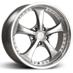 8.00X18 5X100 ET 35 RS RS-7 CRYSTAL SILVER W/ INOX LIP