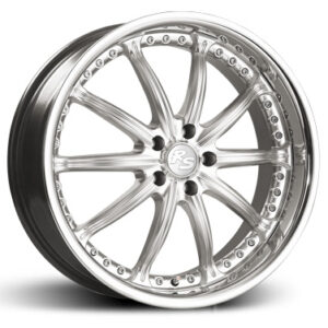 8.00X18 5X100 ET 35 RS RS-8 CRYSTAL SILVER W/ INOX LIP