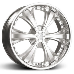 9.00X20 6X135 ET 35 RS RS UV-3 CRYSTAL SILVER W/ INOX LIP